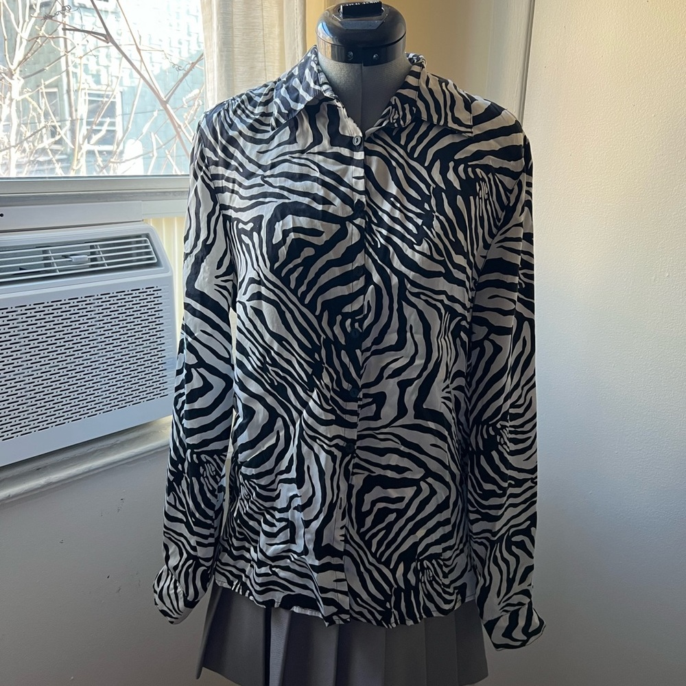 Zebra Button Down Blouse